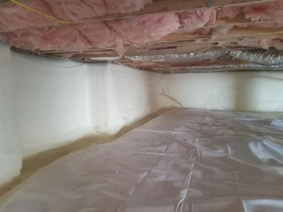Crawl space encapsulation with closed-cell spray foam for Roof Leak Repair in Robeson
